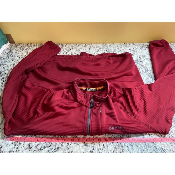 Orvis Mens Jacket Large Red Full-Zip Lightweight Ribbed Texture Gorpcore - Picture 6 of 10